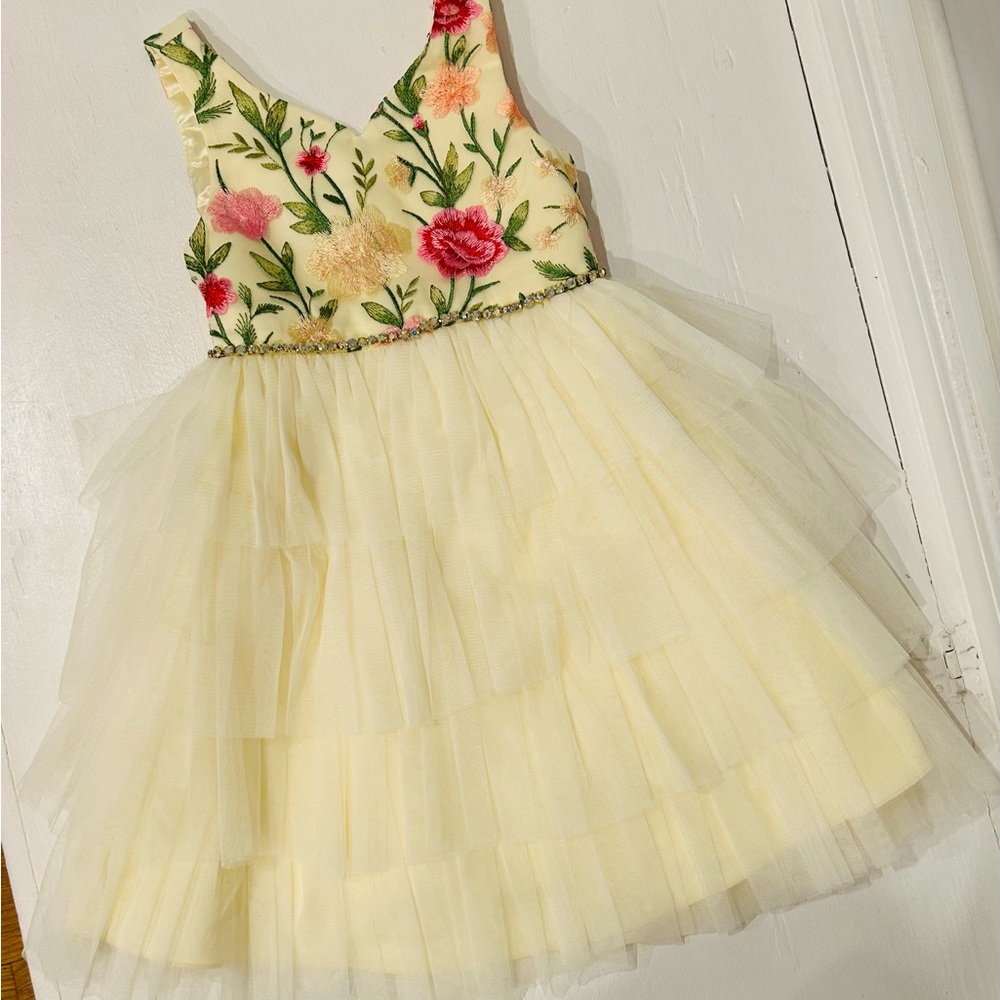 American Princess Floral Embroidered Dress - Yellow and Pink
